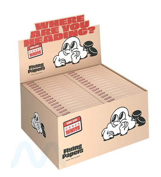 FLYING PAPERS | 'Retail Display' Pre - Rolled Cones | 109mm  - Organic White Paper - 60 Count - 1