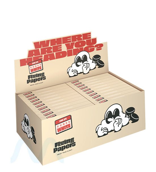 FLYING PAPERS | 'Retail Display' Pre - Rolled Cones | 84mm  - Organic White Paper - 40 Count - 1
