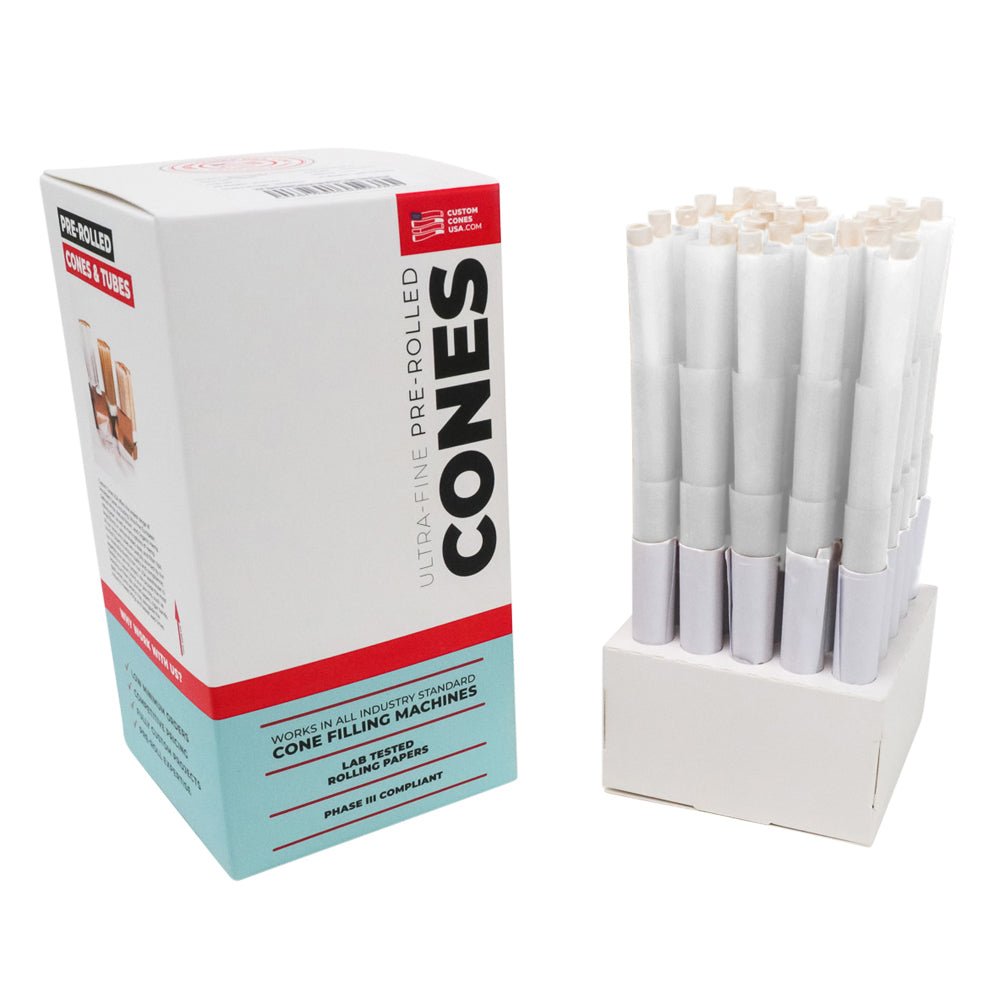 CUSTOM CONES USA | Pre - Rolled Cones w/ Glass Filter Tip | 90mm - Refined White Paper - 75 Count - 3