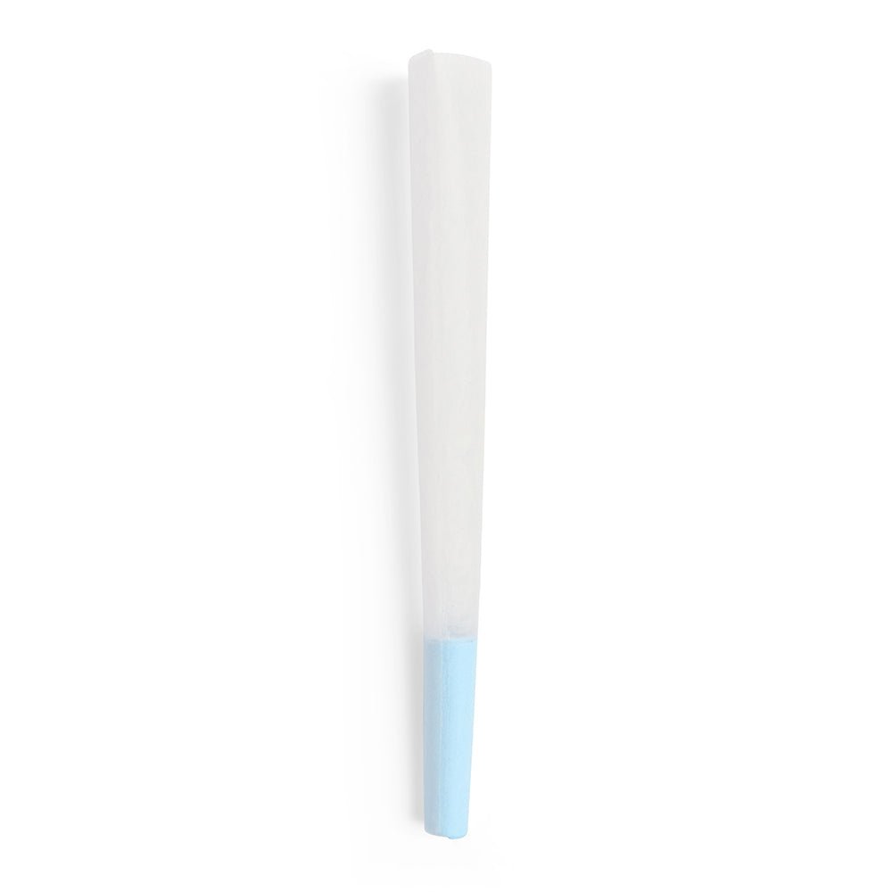 CUSTOM CONES USA | 1 1/4 Size Pre - Rolled Cones w/ Blue Filter Tip | 84mm - Refined White Paper - 900 Count - 1