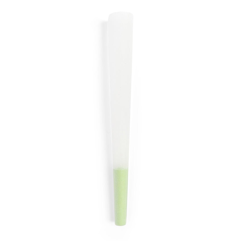 CUSTOM CONES USA | 1 1/4 Size Pre - Rolled Cones w/ Green Filter Tip | 84mm - Refined White Paper - 900 Count - 1