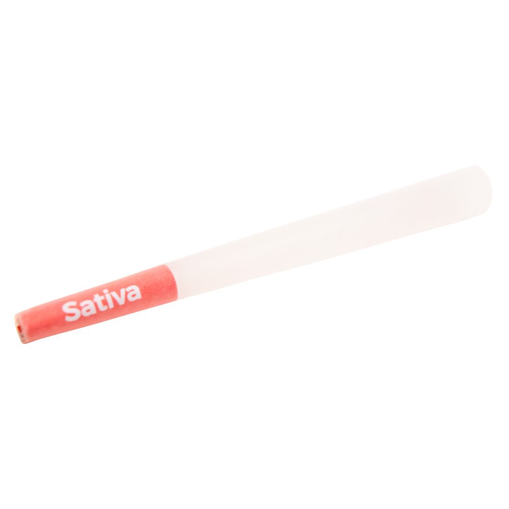 CUSTOM CONES USA | 1 1/4 Size Pre - Rolled Cones w/ Red Text 'Sativa' Filter Tip | 84mm - Refined White Paper - 900 Count - 1