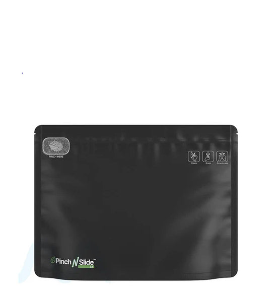 Child Resistant & Tamper Evident | Pinch N Slide 3.0 Matte Black Mylar Exit Bags | 12in x 9in - 56g - 250 Count - 1