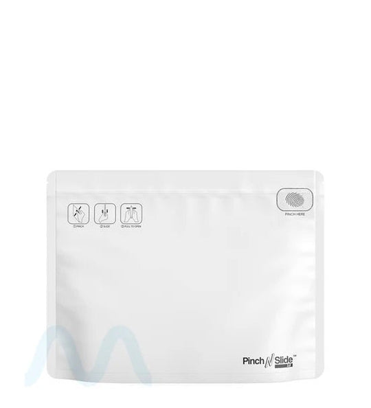 Child Resistant & Tamper Evident | Pinch N Slide 3.0 Matte White Mylar Exit Bags | 12in x 9in - 56g - 250 Count - 1