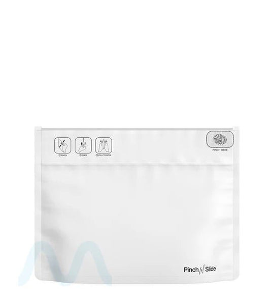 Child Resistant | Pinch N Slide ASTM Matte White Mylar Exit Bags | 12in x 9in - 56g - 250 Count - 1