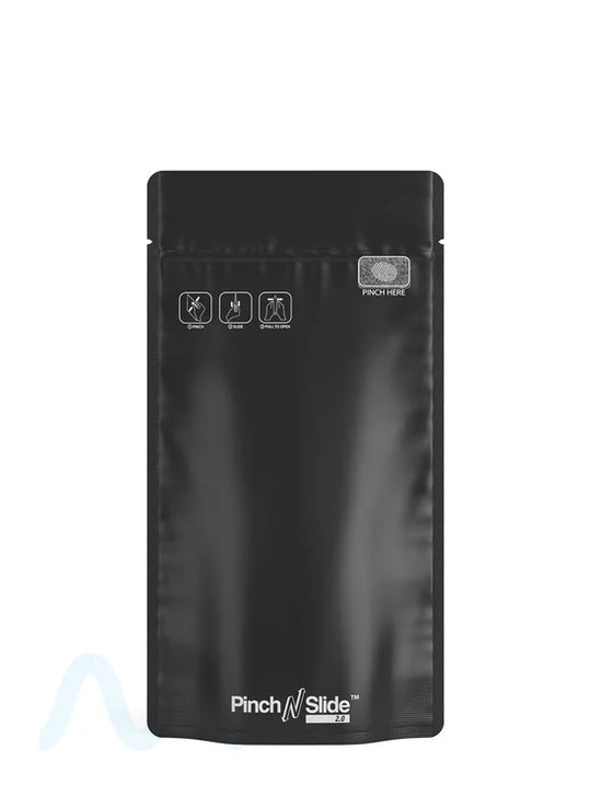 Child Resistant & Tamper Evident | Pinch N Slide 3.0 Matte Black PCR Mylar Bags | 5in x 8.8in - 14g - 250 Count - 1