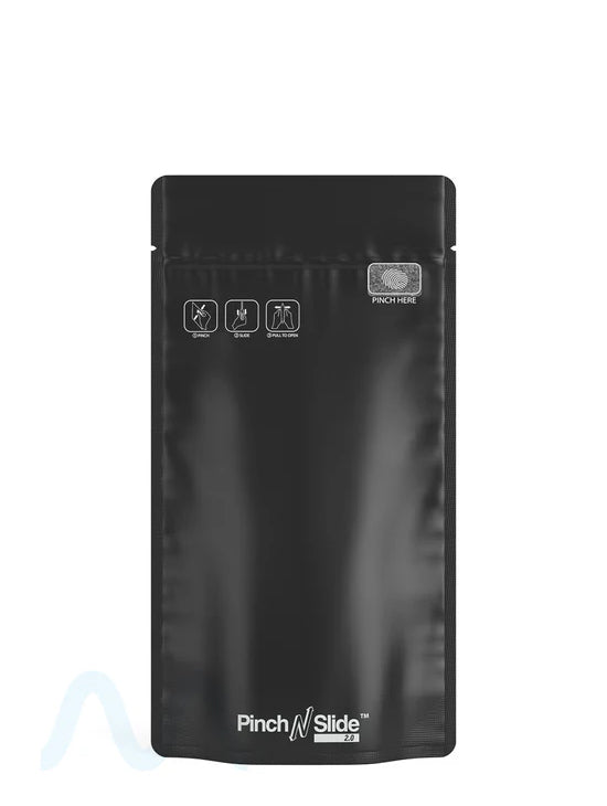 Child Resistant & Tamper Evident | Pinch N Slide 3.0 Matte Black PCR Mylar Bags | 5in x 8.8in - 14g - 250 Count - 1