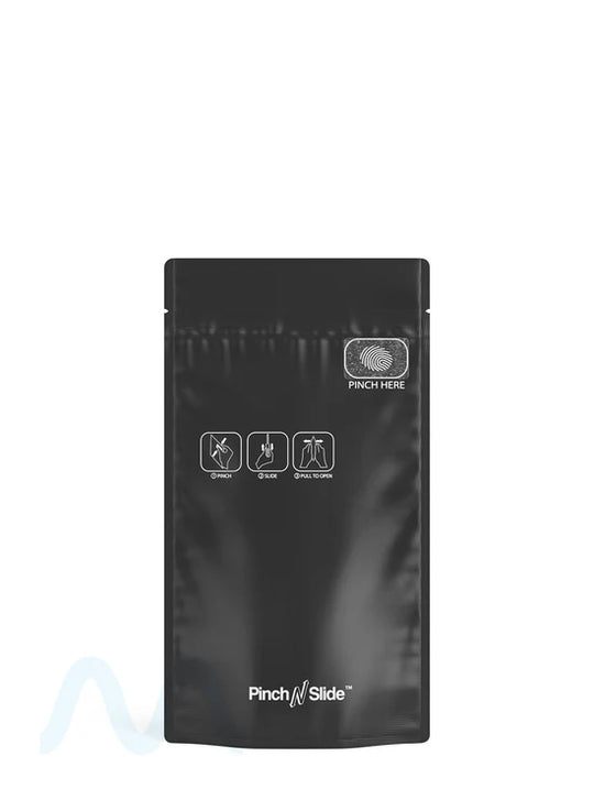 Child Resistant & Tamper Evident | Pinch N Slide 3.0 Matte Black Mylar Bags | 4in x 7.4in - 7g - 250 Count - 1