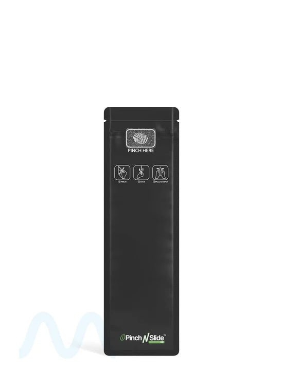 Child Resistant & Tamper Evident | Pinch N Slide 3.0 Matte Black PCR Mylar Bags | 2.4in x 7.8in - 2.5g - 250 Count - 1