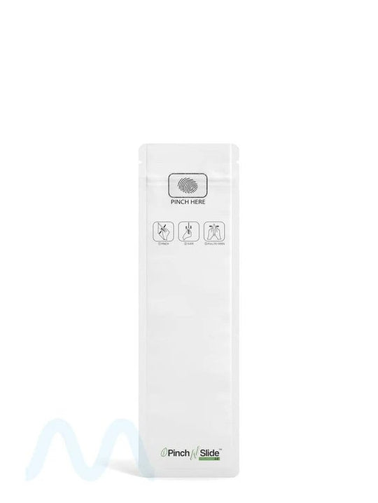 Child Resistant & Tamper Evident | Pinch N Slide 3.0 Matte White PCR Mylar Bags | 2.4in x 7.8in - 2.5g - 250 Count - 1