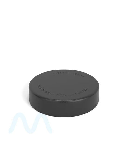 Child Resistant | Smooth Push Down & Turn Plastic PCR Caps w/ Foam Liner | 57mm - Semi Gloss Black - 72 Count - 1