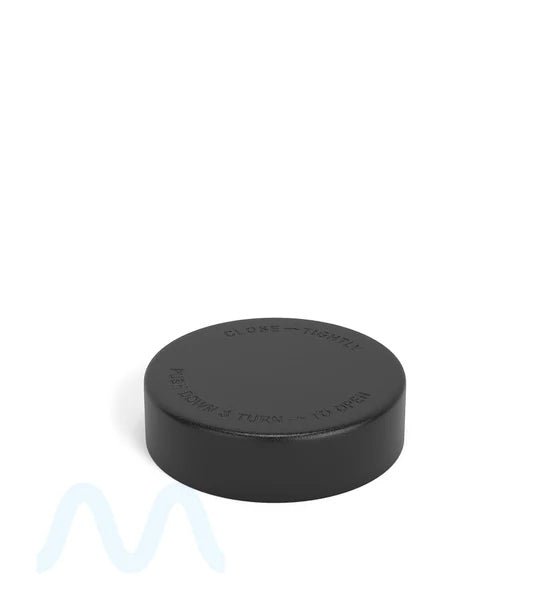Child Resistant | Smooth Push Down & Turn Plastic Caps w/ Text & Foam Induction Heat Seal Liner | 50mm - Matte Black - 100 Count - 2