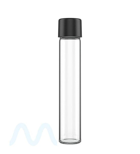 Child Resistant | Glass Pre - Roll Tubes w/ Black Cap | 18mm - 120mm - 500 Count - 1