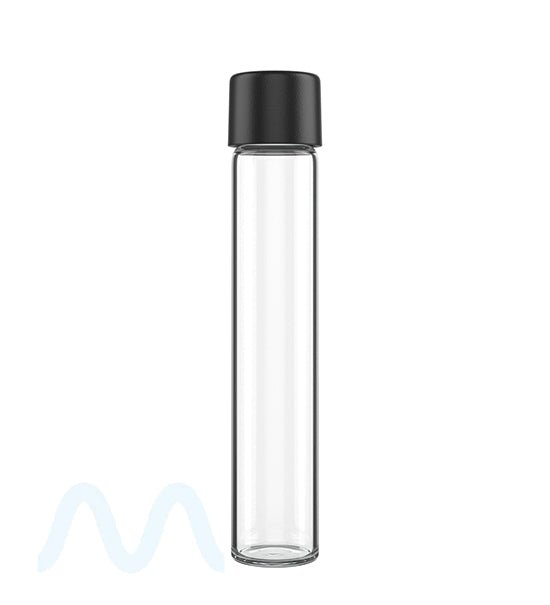 Child Resistant | Glass Pre - Roll Tubes w/ Black Cap | 18mm - 120mm - 500 Count - 1