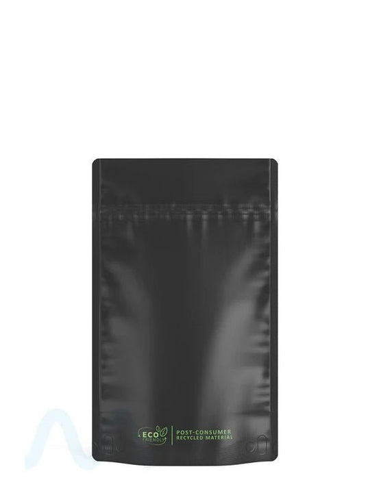Tamper Evident | Matte Black PCR Mylar Bags (No Tear Notch) | 5in x 8.1in - 14g - 1000 Count - 1