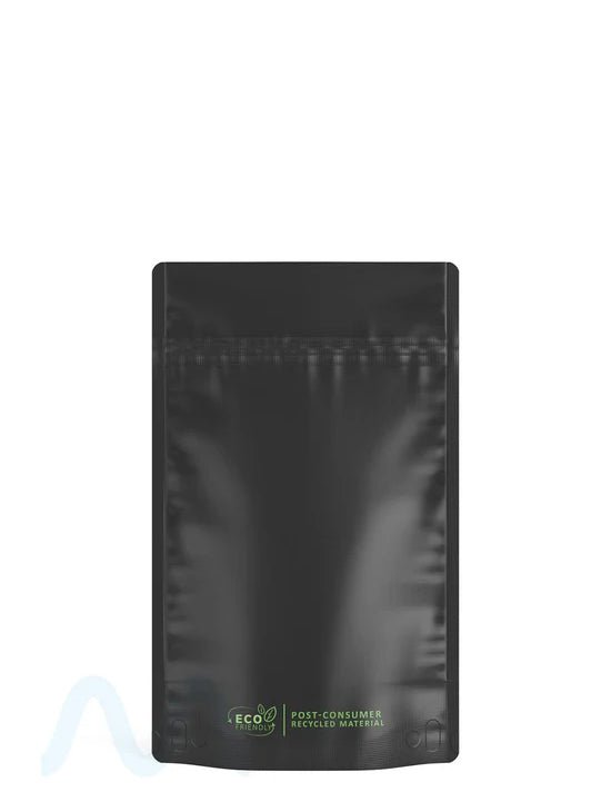 Tamper Evident | Matte Black PCR Mylar Bags (No Tear Notch) | 5in x 8.1in - 14g - 1000 Count - 1