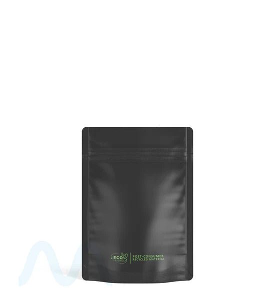 Tamper Evident Matte Black PCR Mylar Bags (No Tear Notch) | 3.7in x 5in - 3.5g | Sample - 1