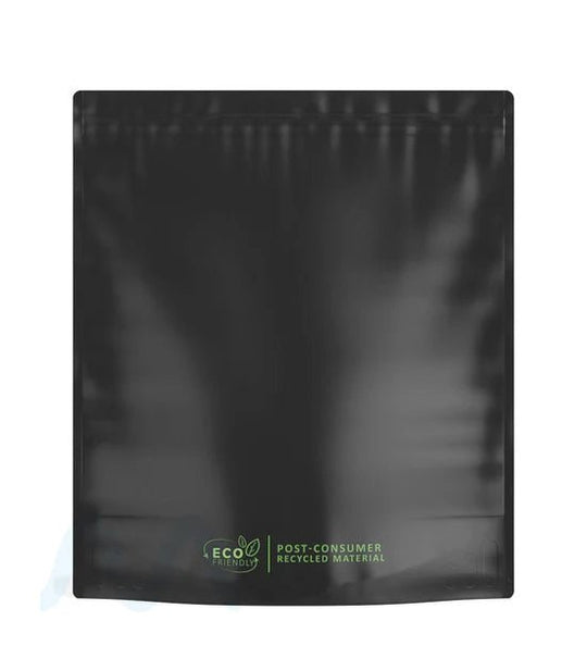 Tamper Evident | Matte Black Mylar PCR Bags (No Tear Notch) | 14.6in x 16.4in - 448g - 100 Count - 1