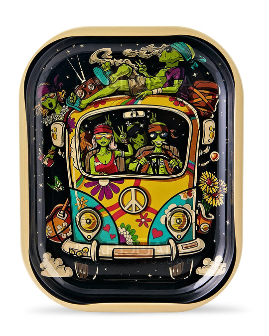 Alien Van Rolling Tray w/ Magnetic Cover | 7in x 5.5in - Mini - Metal - 3