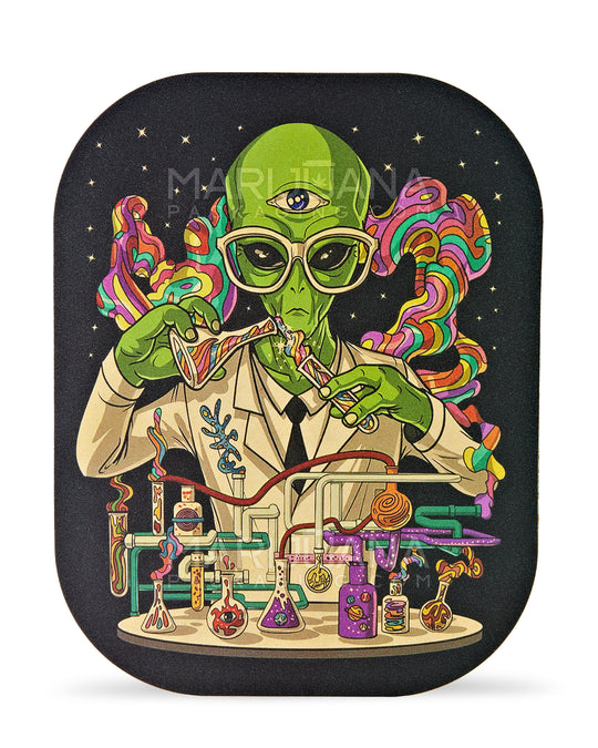 Alien Scientist Rolling Tray w/ Magnetic Cover | 7in x 5.5in - Mini - Metal