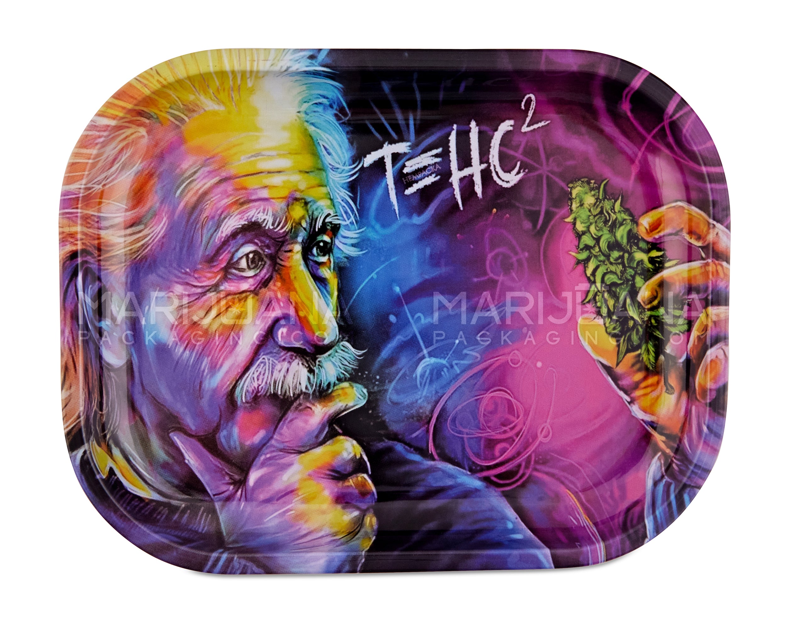 Einstein Rolling Tray w/ Magnetic Cover | 7in x 5.5in - Mini - Metal