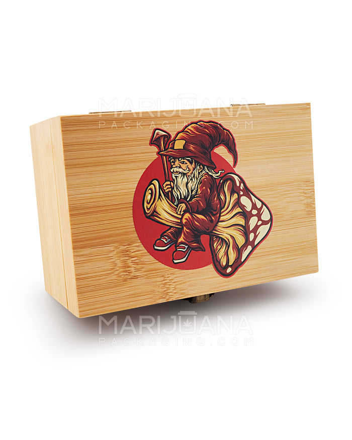 Wizard Riding Mushroom Wooden Latch Lock Stash Box w/ Accessories | 152mm - Wood Image