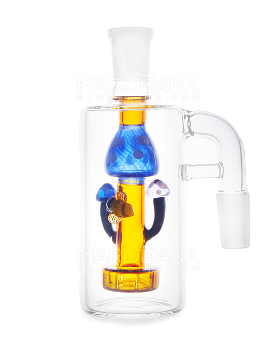 Amber Mushroom Glass Ashcatcher | 14mm - 90 Degree - Male