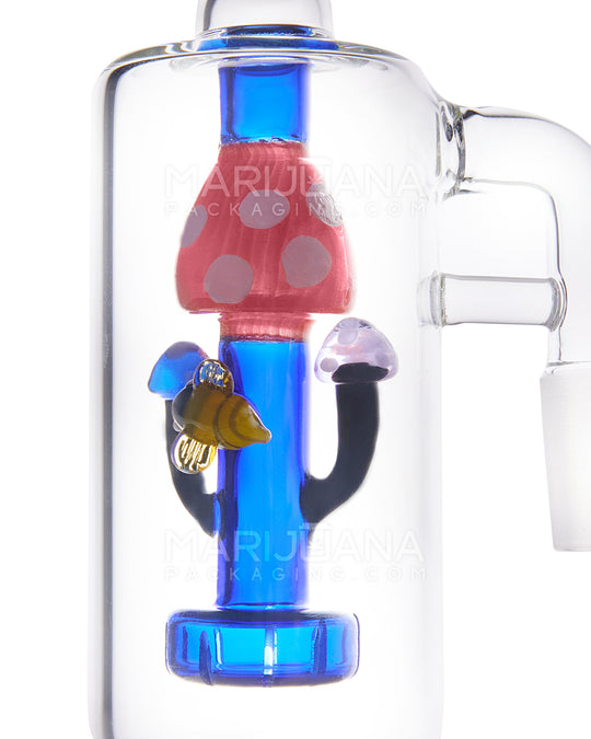 Blue Mushroom Glass Ashcatcher | 14mm - 90 Degree - Male