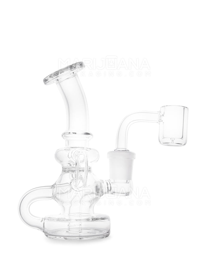 USA Glass | Bent Neck Mini Dual Uptake Glass Dab Rig | 4.25in Tall - 14mm Banger - Clear Image