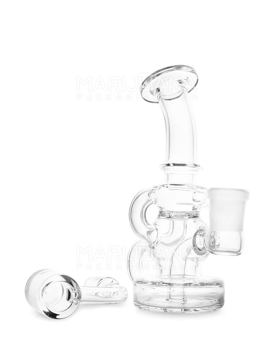 USA Glass | Bent Neck Mini Dual Uptake Glass Dab Rig | 4.25in Tall - 14mm Banger - Clear