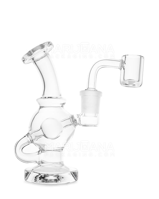 USA Glass | Bent Neck Mini Ball Glass Dab Rig | 4.25in Tall - 14mm Banger - Clear