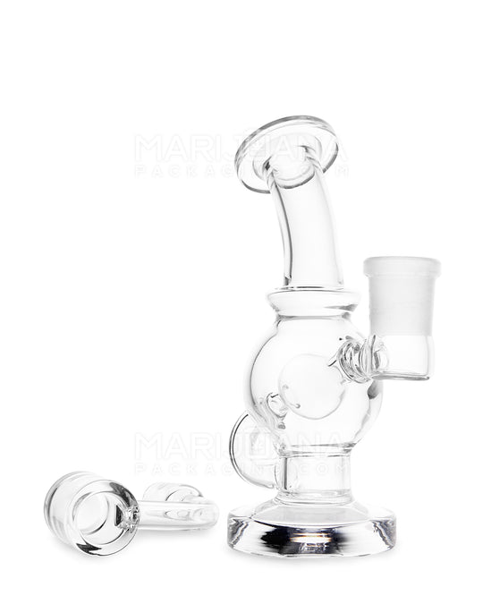 USA Glass | Bent Neck Mini Ball Glass Dab Rig | 4.25in Tall - 14mm Banger - Clear