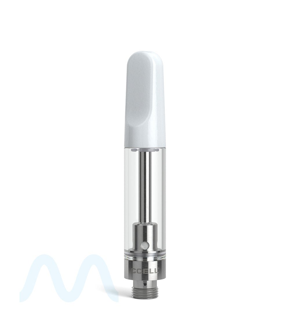 CCELL | TH2 - SE Glass Vape Cartridge with White Plastic Mouthpiece | 1mL - Snap Fit - 100 Count - 1