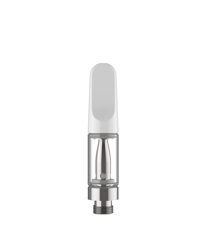 CCELL | TH2-EVO Glass Vape Cartridge with White Plastic Mouthpiece | 0.5mL - Snap Fit - 100 Count Image