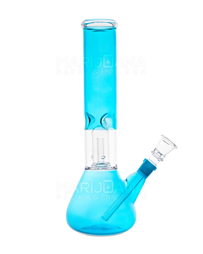 Straight Neck Showerhead Perc Glass Beaker Water Pipe w/ Ice Catcher | 10in Tall - 14mm Bowl - Blue Image