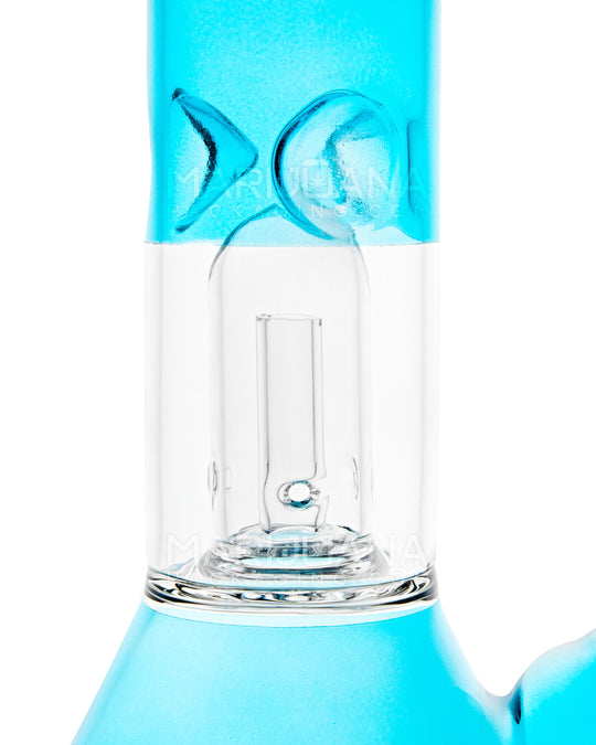 Straight Neck Showerhead Perc Glass Beaker Water Pipe w/ Ice Catcher | 10in Tall - 14mm Bowl - Blue