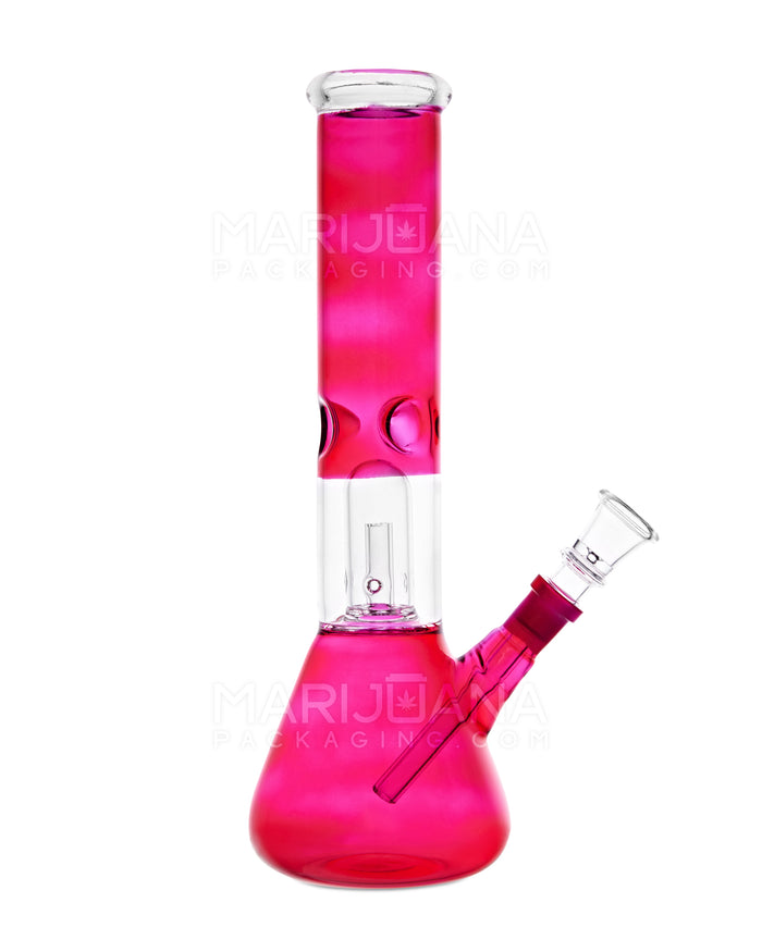 Straight Neck Showerhead Perc Glass Beaker Water Pipe w/ Ice Catcher | 10in Tall - 14mm Bowl - Red Image