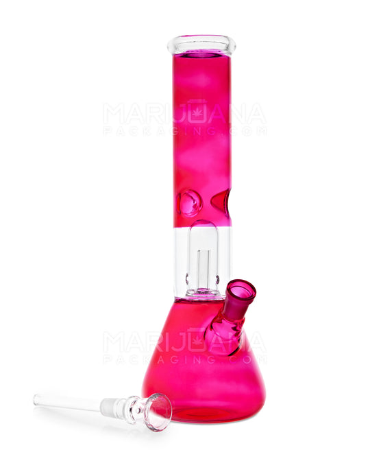 Straight Neck Showerhead Perc Glass Beaker Water Pipe w/ Ice Catcher | 10in Tall - 14mm Bowl - Red