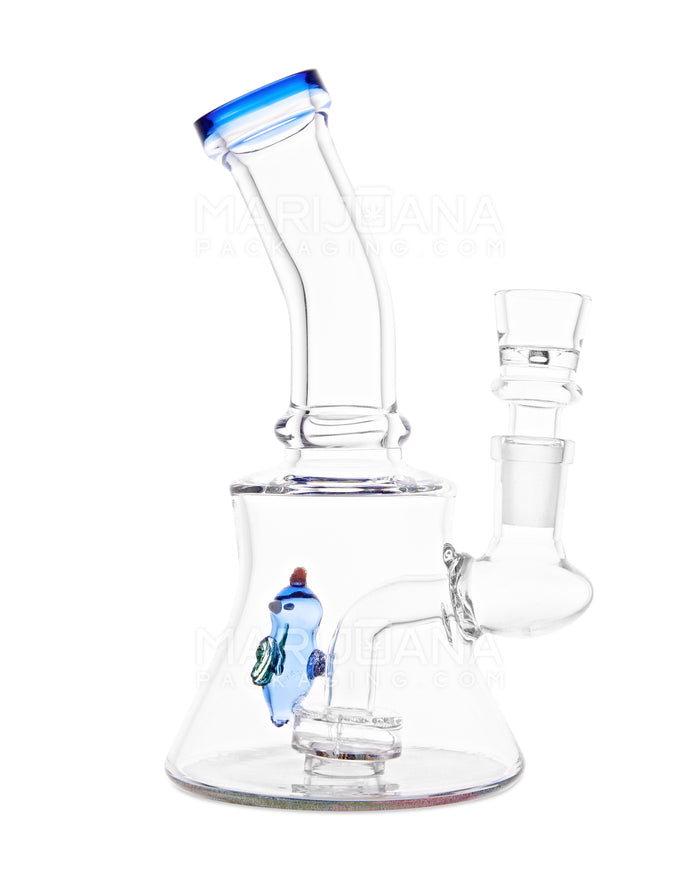 Bent Neck R&M Bee Showerhead Perc Glass Water Pipe w/ Base Decals | 7in Tall - 14mm Bowl - Assorted Image