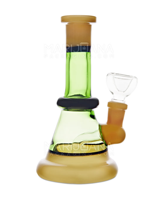 Dual Tone Mini Beaker Water Pipe w/ Showerhead Perc | 6in Tall - 14mm Bowl - Assorted