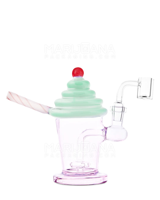 Bent Neck Ice Cream Shake Glass Mini Water Pipe | 6in Tall - 14mm Bowl - Green