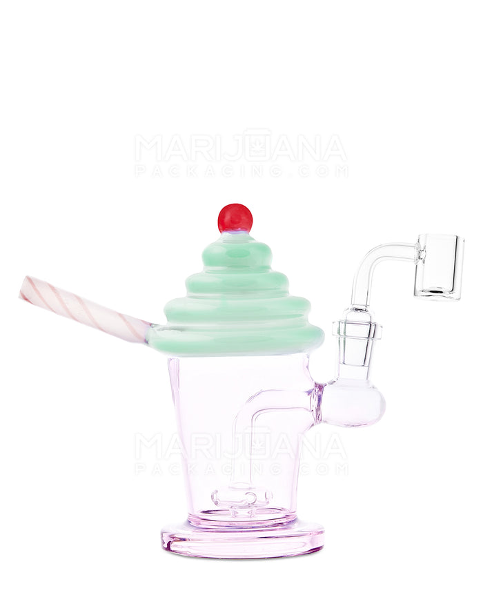 Bent Neck Ice Cream Shake Glass Mini Water Pipe | 6in Tall - 14mm Bowl - Green Image