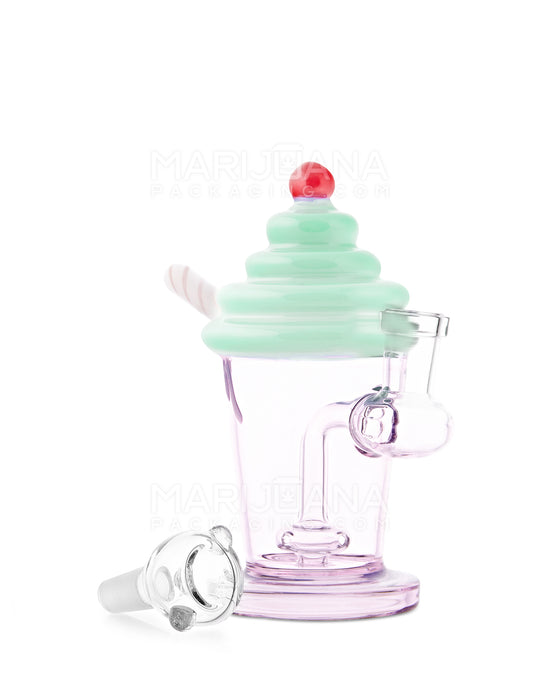 Bent Neck Ice Cream Shake Glass Mini Water Pipe | 6in Tall - 14mm Bowl - Green