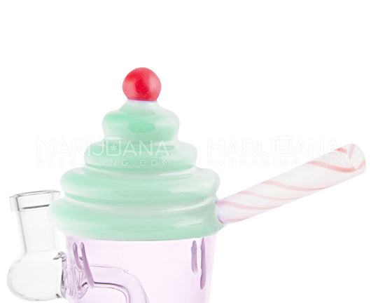 Bent Neck Ice Cream Shake Glass Mini Water Pipe | 6in Tall - 14mm Bowl - Green