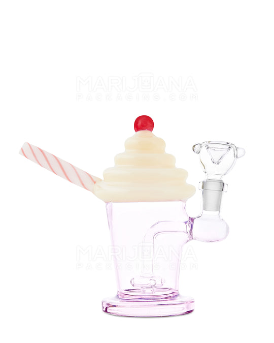 Bent Neck Ice Cream Shake Glass Mini Water Pipe | 6in Tall - 14mm Bowl - Yellow