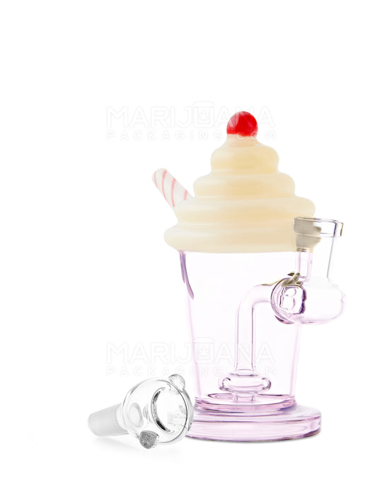 Bent Neck Ice Cream Shake Glass Mini Water Pipe | 6in Tall - 14mm Bowl - Yellow