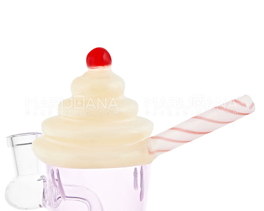 Bent Neck Ice Cream Shake Glass Mini Water Pipe | 6in Tall - 14mm Bowl - Yellow