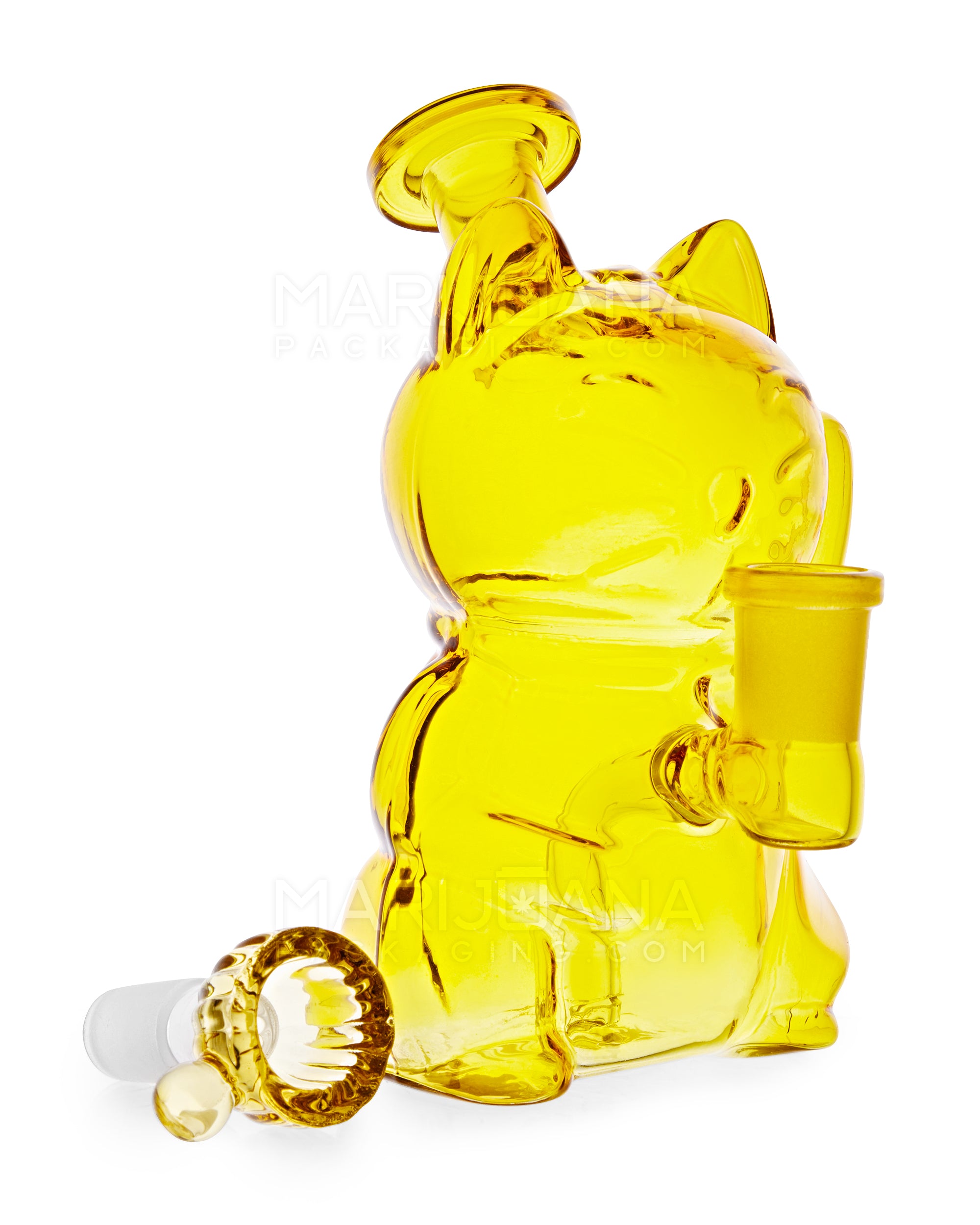 USA Glass | Bent Neck Lucky Cat Glass Mini Water Pipe | 5.5in Tall - 14mm Bowl - Assorted - 1