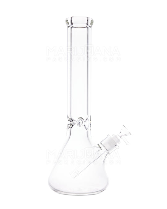 USA Glass | Straight Heavy Glass Beaker Water Pipe w/ Ice Catcher | 14in Tall - 14mm Bowl - Clear