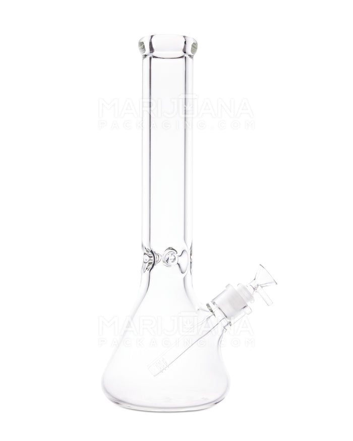 USA Glass | Straight Heavy Glass Beaker Water Pipe w/ Ice Catcher | 14in Tall - 14mm Bowl - Clear Image